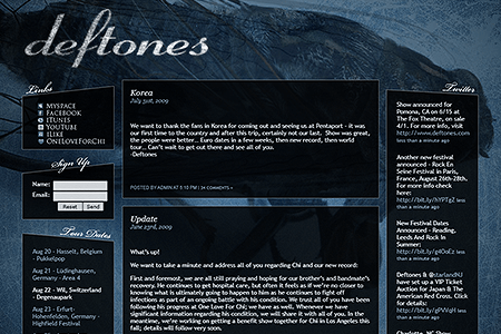 Deftones website in 2009