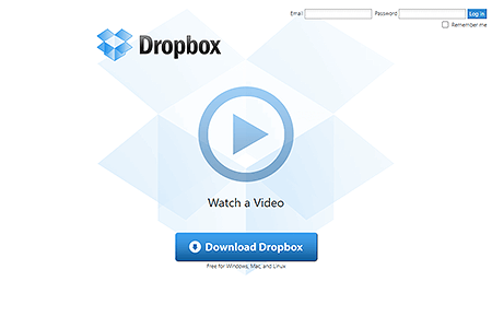 Dropbox website in 2009