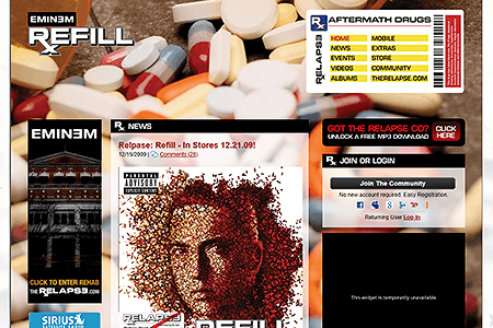 Eminem website in 2009