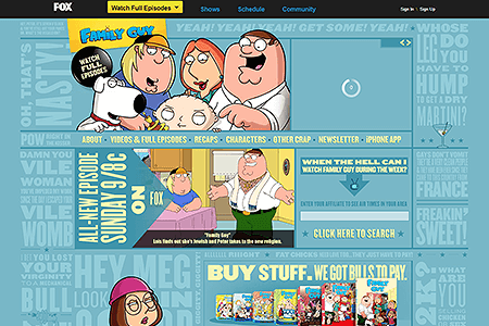 Family Guy website in 2009