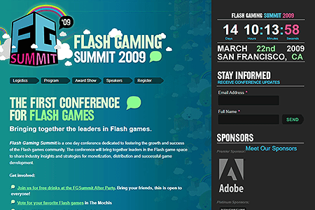 Flash Gaming Summit website in 2009