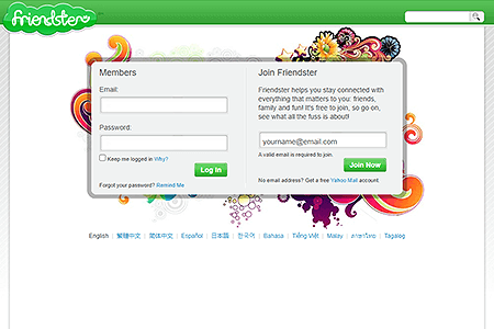 Friendster website in 2009