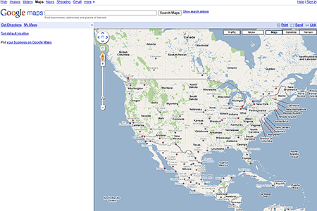 Google Maps website in 2009