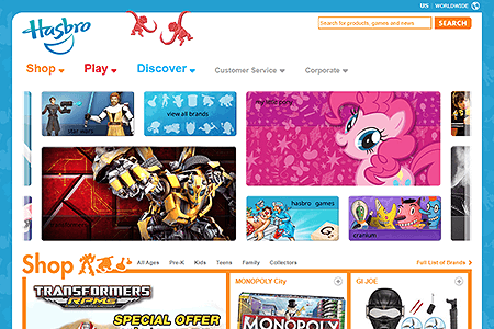 Hasbro website in 2009