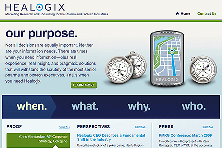 Healogix website in 2009