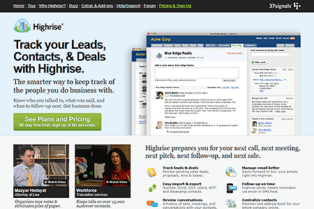 Highrise website in 2009