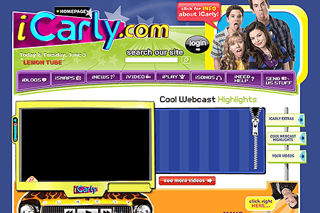 iCarly website in 2009