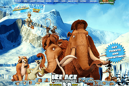 Ice Age: Dawn of the Dinosaurs flash website in 2009