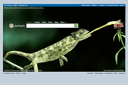 Live Search website in 2009