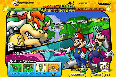 Mario & Luigi: Bowser's Inside Story flash website in 2009