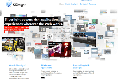 Microsoft Silverlight website in 2009