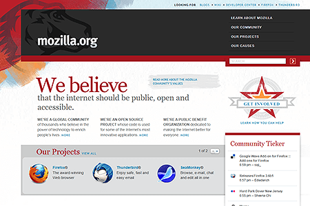 Mozilla.org website in 2009