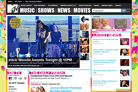 MTV website in 2009