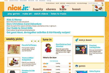 Nick Jr. website in 2009