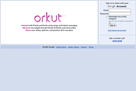 Orkut website in 2009