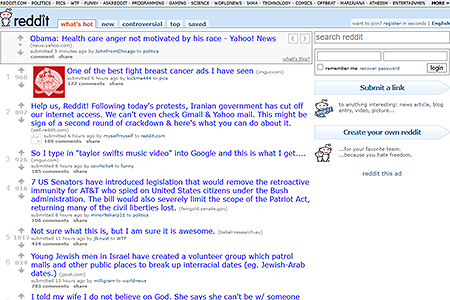 Reddit website in 2009
