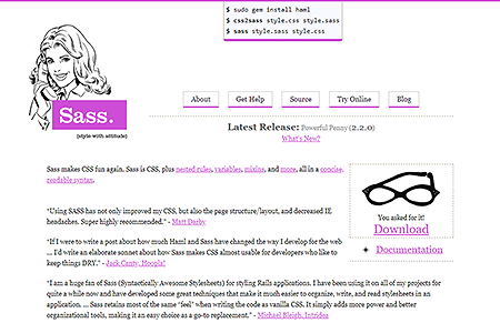 Sass - Syntactically Awesome Stylesheets website in 2009