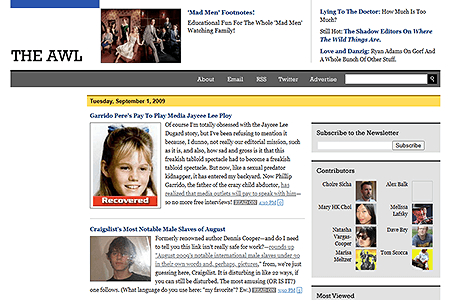 The Awl website in 2009