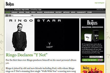 The Beatles website in 2009