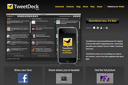 TweetDeck website in 2009