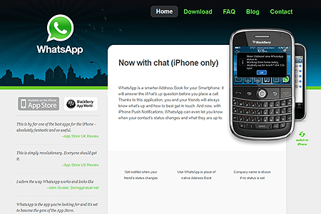 WhatsApp website in 2009