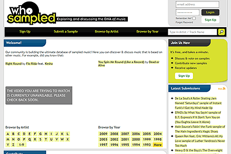 WhoSampled website in 2009