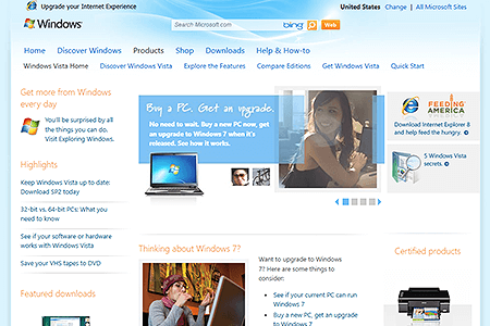Windows Vista website in 2009