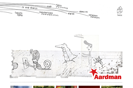 Aardman Animations website in 2010