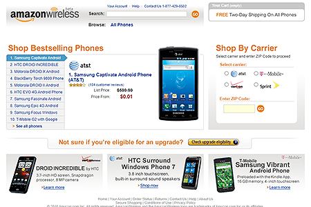 AmazonWireless website in 2010