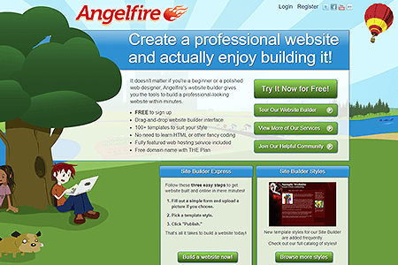 Angelfire website in 2010