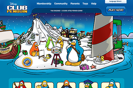 Club Penguin website in 2010