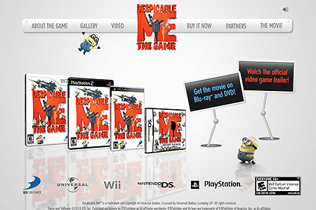 Despicable Me: The Game flash website in 2010