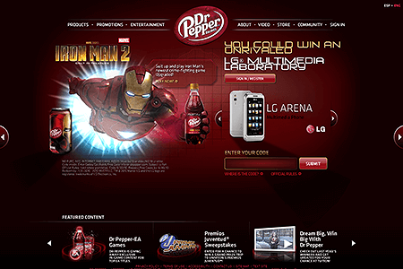 Dr Pepper website in 2010