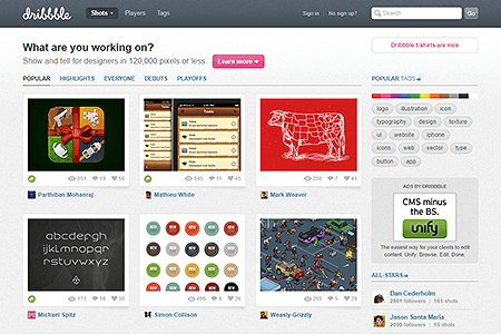 Dribbble website in 2010