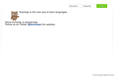 Duolingo website in 2010