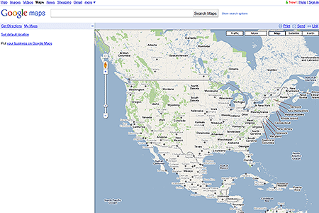 Google Maps website in 2010