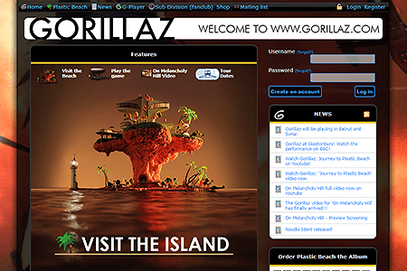 Gorillaz website in 2010