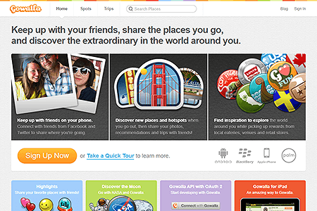 Gowalla website in 2010