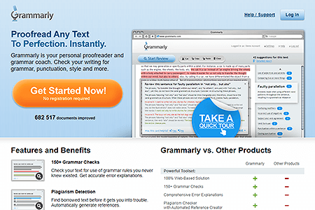 Grammarly website in 2010