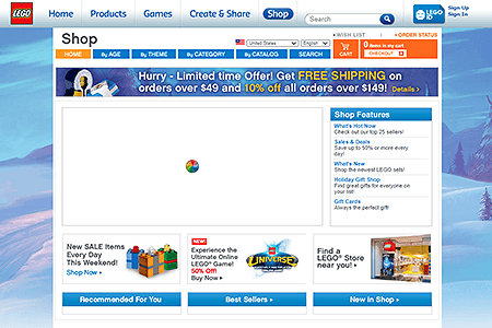 LEGO Shop website in 2010