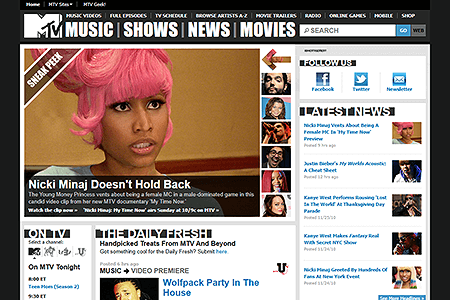 MTV website in 2010