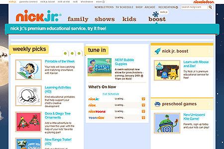 Nick Jr. website in 2010