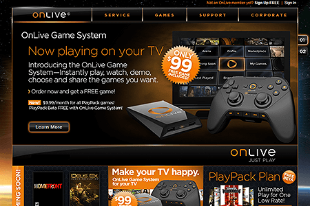 OnLive website in 2010
