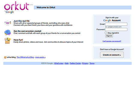 Orkut website in 2010