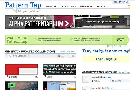 Pattern Tap website in 2010