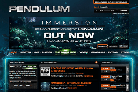 Pendulum website in 2010