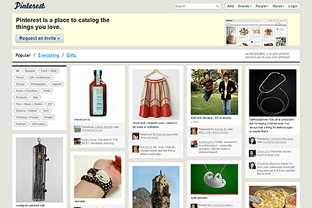 Pinterest website in 2010