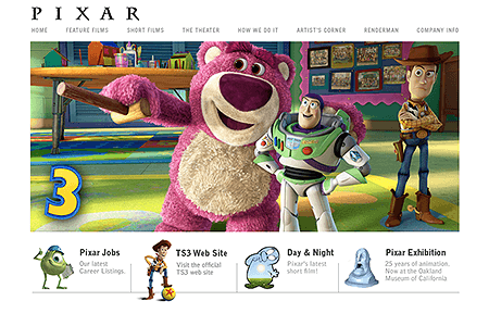 Pixar website in 2010