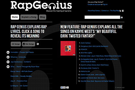 Rap Genius website in 2010