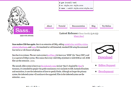 Sass - Syntactically Awesome Stylesheets website in 2010